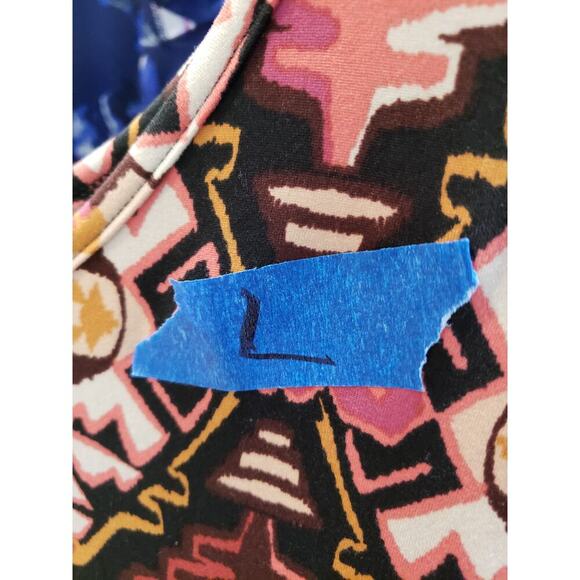 House of Bailey Long Maxi Dress Womens Large Multi Scoop Neck Drawstring Waist - Picture 6 of 13